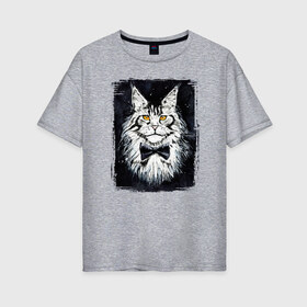 Женская футболка хлопок Oversize с принтом Hello kittys! в Белгороде, 100% хлопок | свободный крой, круглый ворот, спущенный рукав, длина до линии бедер
 | акварельный | арт | галстук бабочка | глаза | кот | коты | котяра | кошка | крутая рисунок | мейнкун | мейнкуны | мех | мэйн кун | портрет | рисованный | скетч | стильная | чёрный
