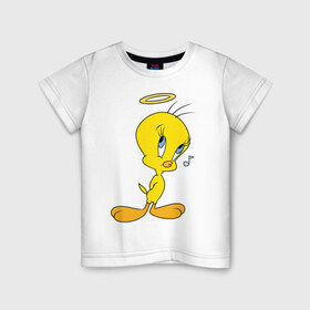 Детская футболка хлопок с принтом Твити в Белгороде, 100% хлопок | круглый вырез горловины, полуприлегающий силуэт, длина до линии бедер | looney tunes | tweety | vdzabma | луни тюнз | твити