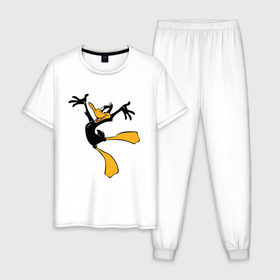 Мужская пижама хлопок с принтом Даффи Дак в Белгороде, 100% хлопок | брюки и футболка прямого кроя, без карманов, на брюках мягкая резинка на поясе и по низу штанин
 | daffy duck | looney tunes | vdzabma | даффи дак | луни тюнз