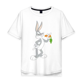 Мужская футболка хлопок Oversize с принтом Багз Банни в Белгороде, 100% хлопок | свободный крой, круглый ворот, “спинка” длиннее передней части | Тематика изображения на принте: bugs bunny | looney tunes | vdzabma | багз банни | луни тюнз