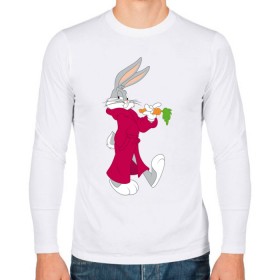 Мужской лонгслив хлопок с принтом Багз Банни в Белгороде, 100% хлопок |  | bugs bunny | looney tunes | vdzabma | багз банни | луни тюнз