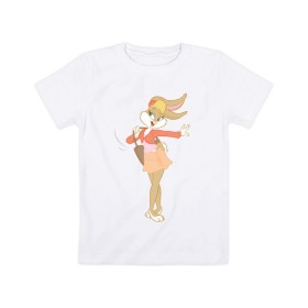 Детская футболка хлопок с принтом Лола Банни в Белгороде, 100% хлопок | круглый вырез горловины, полуприлегающий силуэт, длина до линии бедер | lola bunny | looney tunes | vdzabma | лола банни | луни тюнз