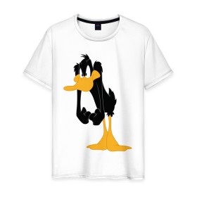 Мужская футболка хлопок с принтом Даффи Дак в Белгороде, 100% хлопок | прямой крой, круглый вырез горловины, длина до линии бедер, слегка спущенное плечо. | Тематика изображения на принте: daffy duck | looney tunes | vdzabma | даффи дак | луни тюнз