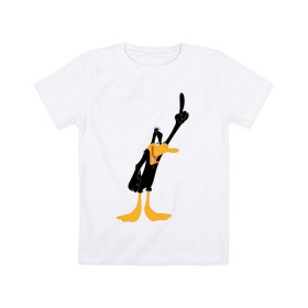Детская футболка хлопок с принтом Даффи Дак в Белгороде, 100% хлопок | круглый вырез горловины, полуприлегающий силуэт, длина до линии бедер | daffy duck | looney tunes | vdzabma | даффи дак | луни тюнз