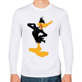 Мужской лонгслив хлопок с принтом Даффи Дак в Белгороде, 100% хлопок |  | daffy duck | looney tunes | vdzabma | даффи дак | луни тюнз