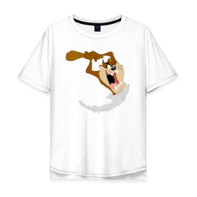Мужская футболка хлопок Oversize с принтом Таз в Белгороде, 100% хлопок | свободный крой, круглый ворот, “спинка” длиннее передней части | looney tunes | tasmanian devil | taz | vdzabma | луни тюнз | таз | тасманский дьявол