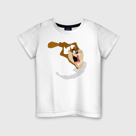 Детская футболка хлопок с принтом Таз в Белгороде, 100% хлопок | круглый вырез горловины, полуприлегающий силуэт, длина до линии бедер | Тематика изображения на принте: looney tunes | tasmanian devil | taz | vdzabma | луни тюнз | таз | тасманский дьявол