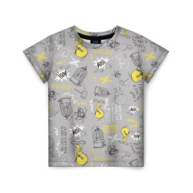 Детская футболка 3D с принтом Looney Tunes в Белгороде, 100% гипоаллергенный полиэфир | прямой крой, круглый вырез горловины, длина до линии бедер, чуть спущенное плечо, ткань немного тянется | looney tunes | tweety | vdzabma | луни тюнз | твити