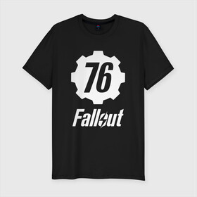 Мужская футболка хлопок Slim с принтом FALLOUT_76. в Белгороде, 92% хлопок, 8% лайкра | приталенный силуэт, круглый вырез ворота, длина до линии бедра, короткий рукав | 101 | 111 | 13 | 76 | atom cats | bethesda | brotherhood of steel | fallout | nuka cola | tunnel snakes | vault | war | братство стали | война | убежище | фолаут | фоллаут | ядер кола