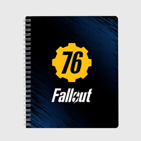 Тетрадь с принтом FALLOUT_76 в Белгороде, 100% бумага | 48 листов, плотность листов — 60 г/м2, плотность картонной обложки — 250 г/м2. Листы скреплены сбоку удобной пружинной спиралью. Уголки страниц и обложки скругленные. Цвет линий — светло-серый
 | Тематика изображения на принте: 101 | 111 | 13 | 76 | atom cats | bethesda | brotherhood of steel | fallout | nuka cola | tunnel snakes | vault | war | братство стали | война | убежище | фолаут | фоллаут | ядер кола