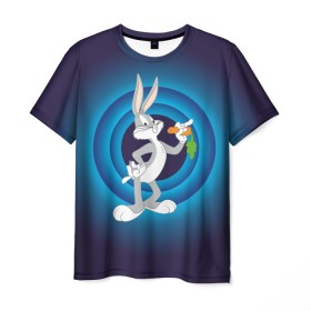 Мужская футболка 3D с принтом Багз Банни в Белгороде, 100% полиэфир | прямой крой, круглый вырез горловины, длина до линии бедер | bugs bunny | looney tunes | vdzabma | багз банни | луни тюнз