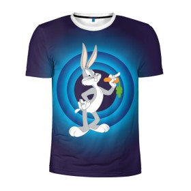 Мужская футболка 3D спортивная с принтом Багз Банни в Белгороде, 100% полиэстер с улучшенными характеристиками | приталенный силуэт, круглая горловина, широкие плечи, сужается к линии бедра | bugs bunny | looney tunes | vdzabma | багз банни | луни тюнз