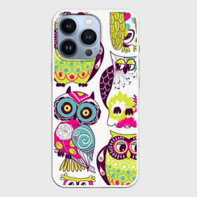 Чехол для iPhone 13 Pro с принтом МУДРЫЕ СОВЫ | WISE OWLS в Белгороде,  |  | aves | весенние | животные | клюв | паттерн | пернатые | птица | птицы | сова | совы