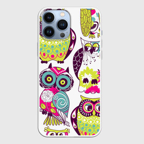 Чехол для iPhone 13 Pro Max с принтом МУДРЫЕ СОВЫ | WISE OWLS в Белгороде,  |  | Тематика изображения на принте: aves | весенние | животные | клюв | паттерн | пернатые | птица | птицы | сова | совы