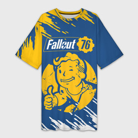 Платье-футболка 3D с принтом FALLOUT_76. в Белгороде,  |  | 101 | 111 | 13 | 76 | atom cats | bethesda | brotherhood of steel | fallout | nuka cola | tunnel snakes | vault | war | братство стали | война | убежище | фолаут | фоллаут | ядер кола