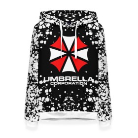 Женская толстовка 3D с принтом Umbrella Corporation. в Белгороде, 100% полиэстер  | двухслойный капюшон со шнурком для регулировки, мягкие манжеты на рукавах и по низу толстовки, спереди карман-кенгуру с мягким внутренним слоем. | resident evil | umbrella corporation | амбрелла | амбрелла корпорейшн | вирус | вымышленная военная и фармацевтическая корпорация | игра | умбрелла