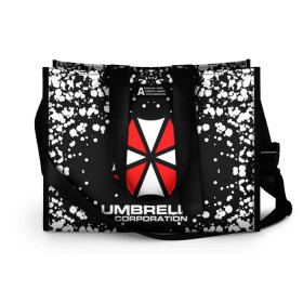 Сумка-шоппер 3D с принтом Umbrella Corporation. в Белгороде, 100% полиэстер | застегивается на металлическую кнопку; внутренний карман застегивается на молнию. Стенки укреплены специальным мягким материалом, чтобы защитить содержимое от несильных ударов
 | resident evil | umbrella corporation | амбрелла | амбрелла корпорейшн | вирус | вымышленная военная и фармацевтическая корпорация | игра | умбрелла