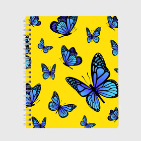 Тетрадь с принтом БАБОЧКИ в Белгороде, 100% бумага | 48 листов, плотность листов — 60 г/м2, плотность картонной обложки — 250 г/м2. Листы скреплены сбоку удобной пружинной спиралью. Уголки страниц и обложки скругленные. Цвет линий — светло-серый
 | animals | blue | butterflies | game | insects | life is strange | moth | wings | бабочки | животные | игра | крылья | мотылек | насекомые