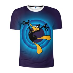 Мужская футболка 3D спортивная с принтом Даффи Дак в Белгороде, 100% полиэстер с улучшенными характеристиками | приталенный силуэт, круглая горловина, широкие плечи, сужается к линии бедра | Тематика изображения на принте: daffy duck | looney tunes | vdzabma | даффи дак | луни тюнз