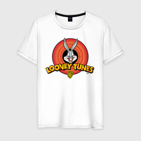 Мужская футболка хлопок с принтом Багз Банни в Белгороде, 100% хлопок | прямой крой, круглый вырез горловины, длина до линии бедер, слегка спущенное плечо. | bugs bunny | looney tunes | vdzabma | багз банни | луни тюнз