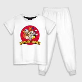 Детская пижама хлопок с принтом Looney Tunes в Белгороде, 100% хлопок |  брюки и футболка прямого кроя, без карманов, на брюках мягкая резинка на поясе и по низу штанин
 | Тематика изображения на принте: bugs bunny | daffy duck | looney tunes | sylvester | tasmanian devil | taz | tweety | vdzabma | багз банни | даффи дак | луни тюнз | сильвестр | таз | тасманский дьявол | твити