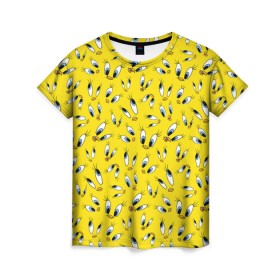 Женская футболка 3D с принтом Твити в Белгороде, 100% полиэфир ( синтетическое хлопкоподобное полотно) | прямой крой, круглый вырез горловины, длина до линии бедер | looney tunes | tweety | vdzabma | луни тюнз | твити