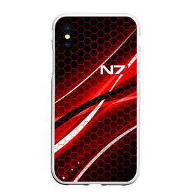 Чехол для iPhone XS Max матовый с принтом MASS EFFECT N7 в Белгороде, Силикон | Область печати: задняя сторона чехла, без боковых панелей | bioware | n7 | shepard | броня | жнецы | костюм | масс эффект | н7 | стальная броня | шепард | эффект массы