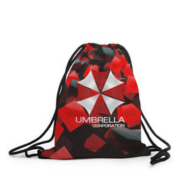 Рюкзак-мешок 3D с принтом Umbrella Corp. в Белгороде, 100% полиэстер | плотность ткани — 200 г/м2, размер — 35 х 45 см; лямки — толстые шнурки, застежка на шнуровке, без карманов и подкладки | biohazard | biohazard 7 | crocodile | fang | game | hand | monster | new umbrella | resident evil | resident evil 7 | umbrella | umbrella corp | umbrella corporation | zombie