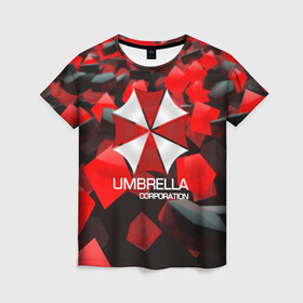 Женская футболка 3D с принтом Umbrella Corp. в Белгороде, 100% полиэфир ( синтетическое хлопкоподобное полотно) | прямой крой, круглый вырез горловины, длина до линии бедер | biohazard | biohazard 7 | crocodile | fang | game | hand | monster | new umbrella | resident evil | resident evil 7 | umbrella | umbrella corp | umbrella corporation | zombie