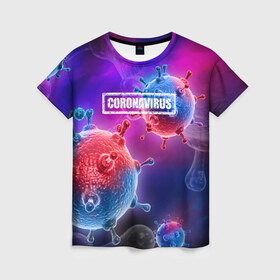 Женская футболка 3D с принтом CORONAVIRUS в Белгороде, 100% полиэфир ( синтетическое хлопкоподобное полотно) | прямой крой, круглый вырез горловины, длина до линии бедер | covid 19 | molecule | абстракция | клетки | коронавирус | медицина | микробы | молекулы | наука | нейрон | нейроны | текстура | текстуры | формула