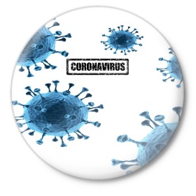 Значок с принтом CORONAVIRUS в Белгороде,  металл | круглая форма, металлическая застежка в виде булавки | covid 19 | molecule | абстракция | клетки | коронавирус | медицина | микробы | молекулы | наука | нейрон | нейроны | текстура | текстуры | формула