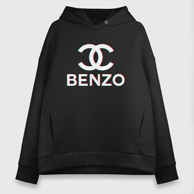 Женское худи Oversize хлопок с принтом BBT BENZO GANG в Белгороде, френч-терри — 70% хлопок, 30% полиэстер. Мягкий теплый начес внутри —100% хлопок | боковые карманы, эластичные манжеты и нижняя кромка, капюшон на магнитной кнопке | bbt | benzo | benzo gang | big baby tape | ббт | бензо