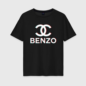 Женская футболка хлопок Oversize с принтом BBT BENZO GANG в Белгороде, 100% хлопок | свободный крой, круглый ворот, спущенный рукав, длина до линии бедер
 | Тематика изображения на принте: bbt | benzo | benzo gang | big baby tape | ббт | бензо