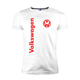 Мужская футболка премиум с принтом Volkswagen. в Белгороде, 92% хлопок, 8% лайкра | приталенный силуэт, круглый вырез ворота, длина до линии бедра, короткий рукав | 2020 | car | sport | volkswagen | авто | автомобильные | бренд | вирус | коронавирус | марка | машина | новый лого | спорт | стиль | фольксваген
