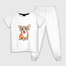 Детская пижама хлопок с принтом Корги в Белгороде, 100% хлопок |  брюки и футболка прямого кроя, без карманов, на брюках мягкая резинка на поясе и по низу штанин
 | 