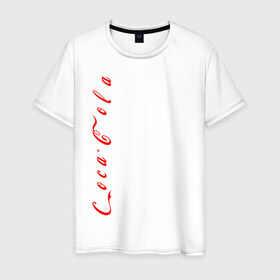 Мужская футболка хлопок с принтом C o c a - C o l a. в Белгороде, 100% хлопок | прямой крой, круглый вырез горловины, длина до линии бедер, слегка спущенное плечо. | coca cola | дистанция | кола | логотип | лучше дома | сиди дома