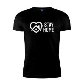 Мужская футболка премиум с принтом INSTAGRAM (STAY HOME). в Белгороде, 92% хлопок, 8% лайкра | приталенный силуэт, круглый вырез ворота, длина до линии бедра, короткий рукав | Тематика изображения на принте: instagram | stay home | дистанция | инстаграм | логотип | лучше дома | остаться дома | сиди дома