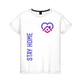 Женская футболка хлопок с принтом INSTAGRAM (STAY HOME). в Белгороде, 100% хлопок | прямой крой, круглый вырез горловины, длина до линии бедер, слегка спущенное плечо | 