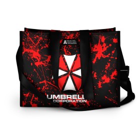 Сумка-шоппер 3D с принтом Umbrella Corporation. в Белгороде, 100% полиэстер | застегивается на металлическую кнопку; внутренний карман застегивается на молнию. Стенки укреплены специальным мягким материалом, чтобы защитить содержимое от несильных ударов
 | resident evil | umbrella corporation | амбрелла | амбрелла корпорейшн | вирус | вымышленная военная и фармацевтическая корпорация | игра | умбрелла