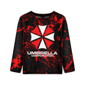 Детский лонгслив 3D с принтом Umbrella Corporation. в Белгороде, 100% полиэстер | длинные рукава, круглый вырез горловины, полуприлегающий силуэт
 | resident evil | umbrella corporation | амбрелла | амбрелла корпорейшн | вирус | вымышленная военная и фармацевтическая корпорация | игра | умбрелла