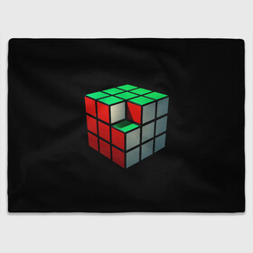 Плед 3D с принтом Кубик Рубика в Белгороде, 100% полиэстер | закругленные углы, все края обработаны. Ткань не мнется и не растягивается | 3d | головоломка | игры | кубик | мозг | недостающий | рубика | элемент