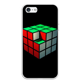 Чехол для iPhone 5/5S матовый с принтом Кубик Рубика в Белгороде, Силикон | Область печати: задняя сторона чехла, без боковых панелей | 3d | головоломка | игры | кубик | мозг | недостающий | рубика | элемент