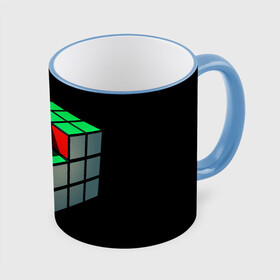 Кружка с полной запечаткой с принтом Кубик Рубика в Белгороде, керамика | ёмкость 330 мл | 3d | головоломка | игры | кубик | мозг | недостающий | рубика | элемент