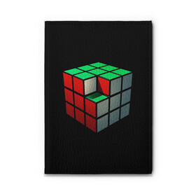 Обложка для автодокументов с принтом Кубик Рубика в Белгороде, натуральная кожа |  размер 19,9*13 см; внутри 4 больших “конверта” для документов и один маленький отдел — туда идеально встанут права | Тематика изображения на принте: 3d | головоломка | игры | кубик | мозг | недостающий | рубика | элемент