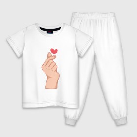 Детская пижама хлопок с принтом Корейское сердечко в Белгороде, 100% хлопок |  брюки и футболка прямого кроя, без карманов, на брюках мягкая резинка на поясе и по низу штанин
 | жест | жесты | корейское сердечко | корейцы | люблю | люблю тебя | любовь | популярное | сердечко | сердце | симпатия | я люблю