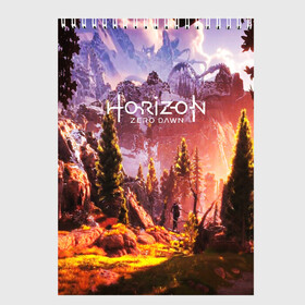 Скетчбук с принтом Horizon Zero Dawn в Белгороде, 100% бумага
 | 48 листов, плотность листов — 100 г/м2, плотность картонной обложки — 250 г/м2. Листы скреплены сверху удобной пружинной спиралью | aloy | antasy girl | art | artwork | digital art | fantasy | horizon | horizon: zero dawn | landscape | tallneck | warrior fantasy | weapon | zero dawn