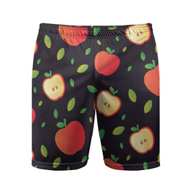Мужские шорты спортивные с принтом Яблочный узор в Белгороде,  |  | узор | узоры | фрукт | фрукты | яблоки | яблоко | ягода | ягоды