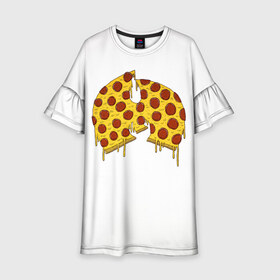 Детское платье 3D с принтом Pizza Clan в Белгороде, 100% полиэстер | прямой силуэт, чуть расширенный к низу. Круглая горловина, на рукавах — воланы | ghostface | method man | pizza | rap | rza | wu tang | ву танг | еда | метод мен | пицца | рэп