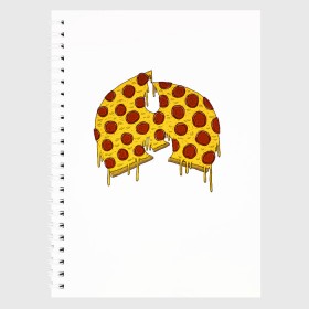 Тетрадь с принтом Pizza Clan в Белгороде, 100% бумага | 48 листов, плотность листов — 60 г/м2, плотность картонной обложки — 250 г/м2. Листы скреплены сбоку удобной пружинной спиралью. Уголки страниц и обложки скругленные. Цвет линий — светло-серый
 | Тематика изображения на принте: ghostface | method man | pizza | rap | rza | wu tang | ву танг | еда | метод мен | пицца | рэп