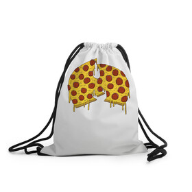 Рюкзак-мешок 3D с принтом Pizza Clan в Белгороде, 100% полиэстер | плотность ткани — 200 г/м2, размер — 35 х 45 см; лямки — толстые шнурки, застежка на шнуровке, без карманов и подкладки | Тематика изображения на принте: ghostface | method man | pizza | rap | rza | wu tang | ву танг | еда | метод мен | пицца | рэп